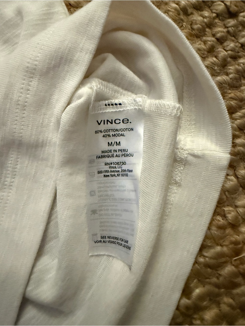 VINCE. NWT White Cotton Modal Crewneck T-Shirt — Size M - Picture 4 of 5